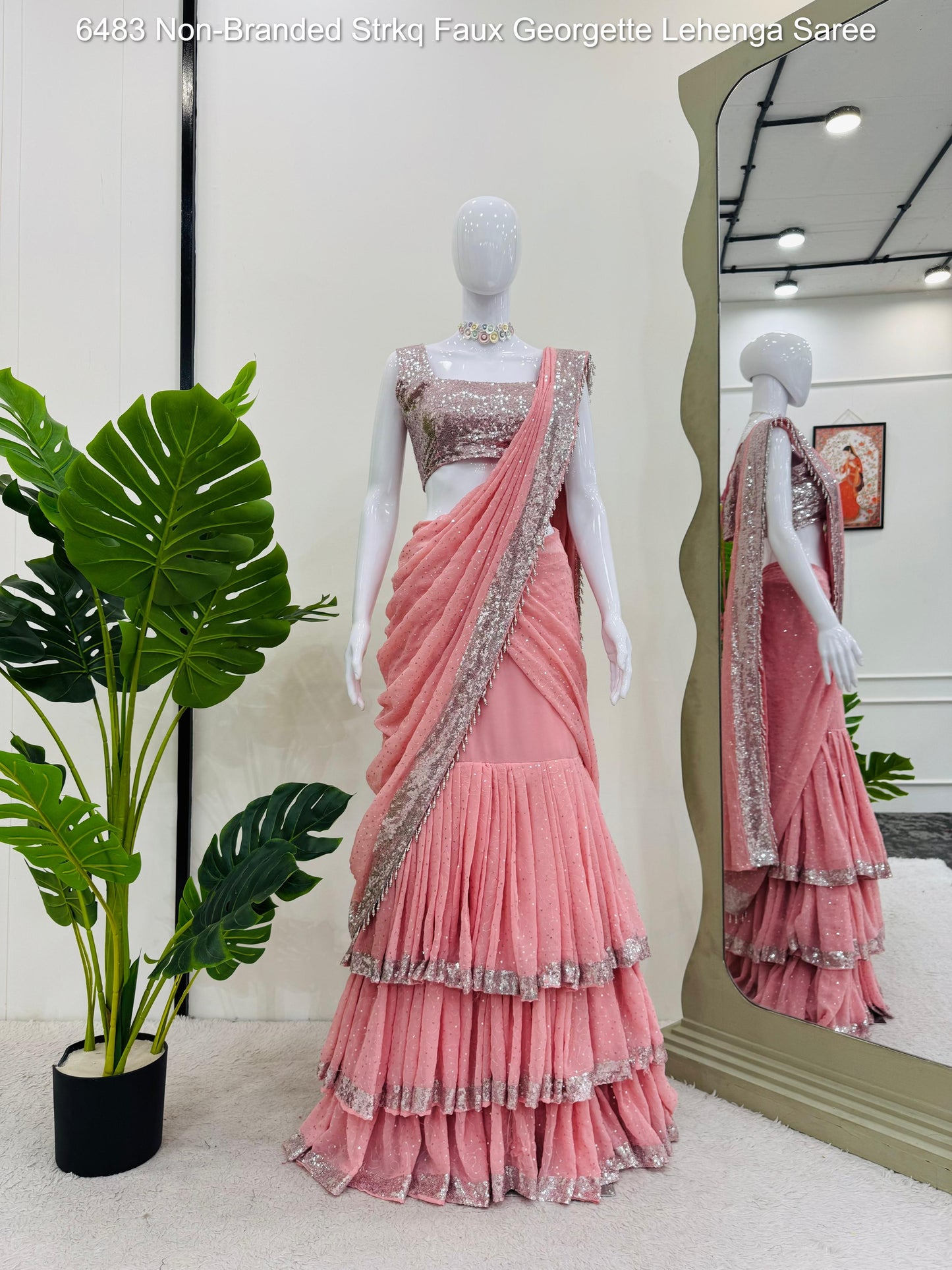 6483 Non-Branded Strkq Faux Georgette Lehenga Saree