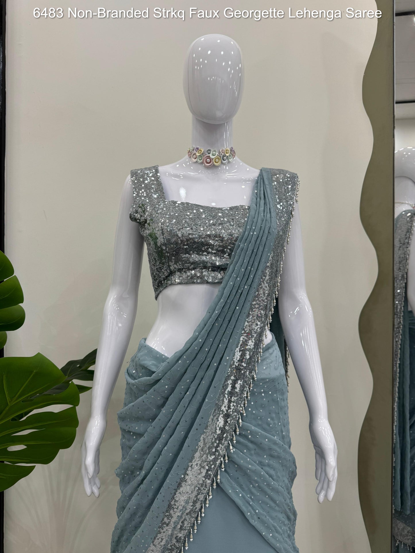6483 Non-Branded Strkq Faux Georgette Lehenga Saree