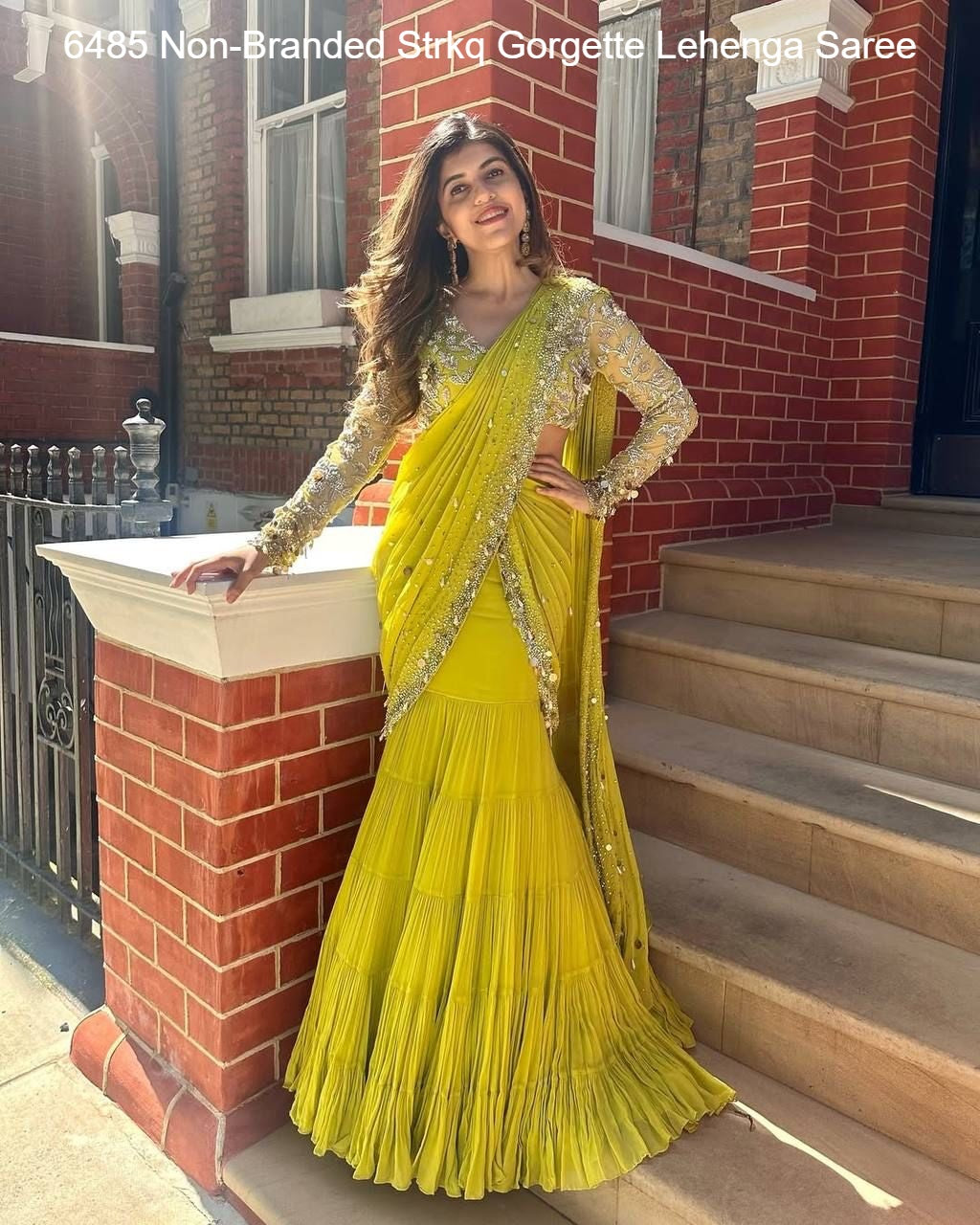 6485 Non-Branded Strkq Gorgette Lehenga Saree
