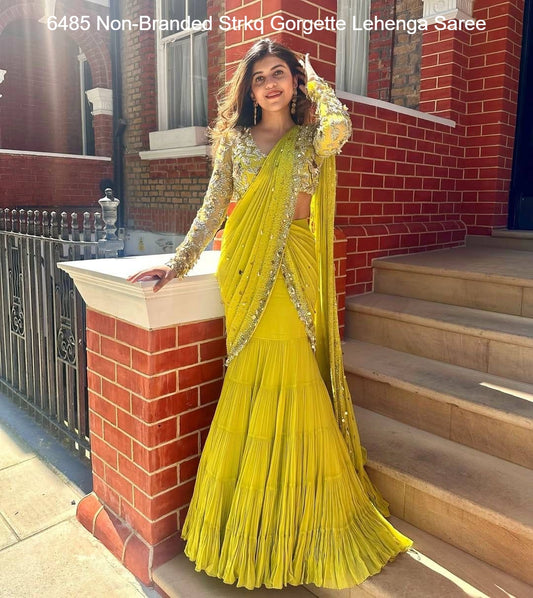6485 Non-Branded Strkq Gorgette Lehenga Saree