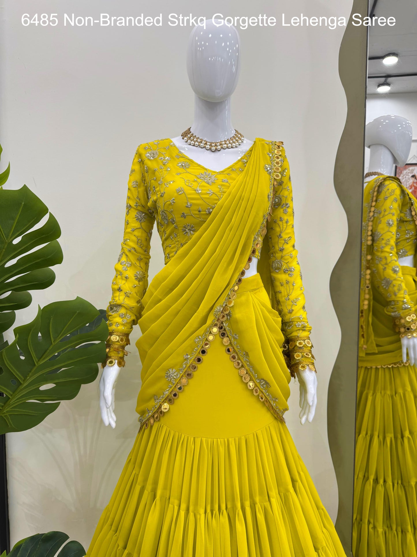 6485 Non-Branded Strkq Gorgette Lehenga Saree