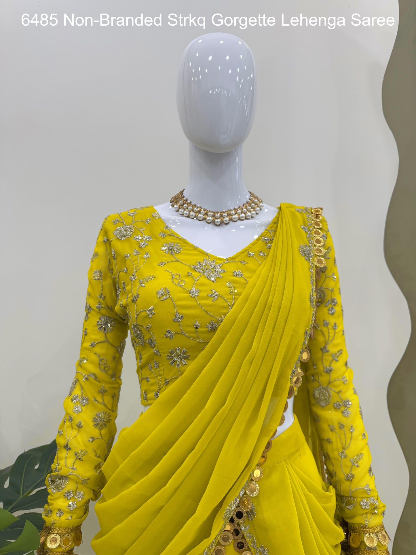 6485 Non-Branded Strkq Gorgette Lehenga Saree