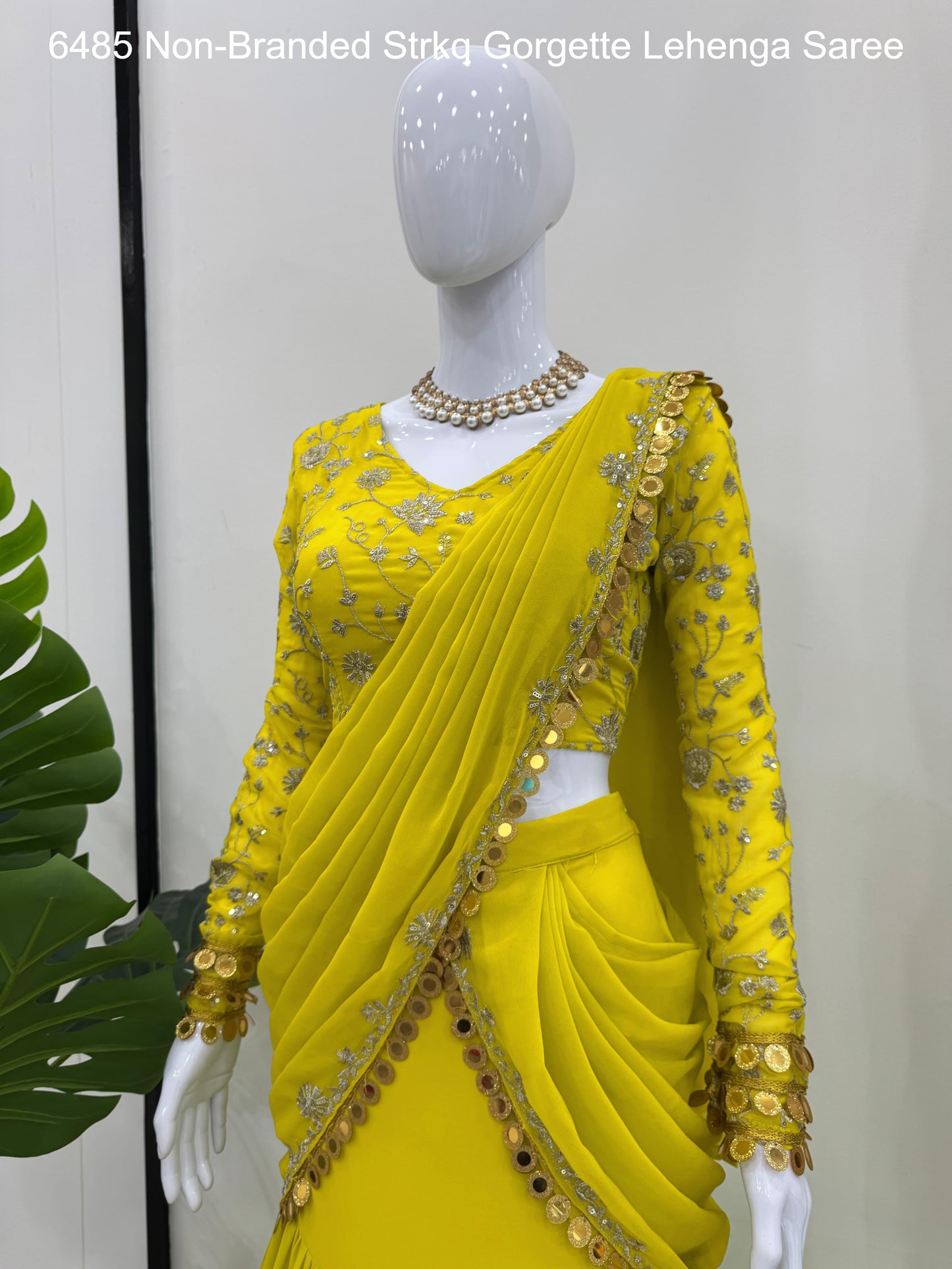 6485 Non-Branded Strkq Gorgette Lehenga Saree