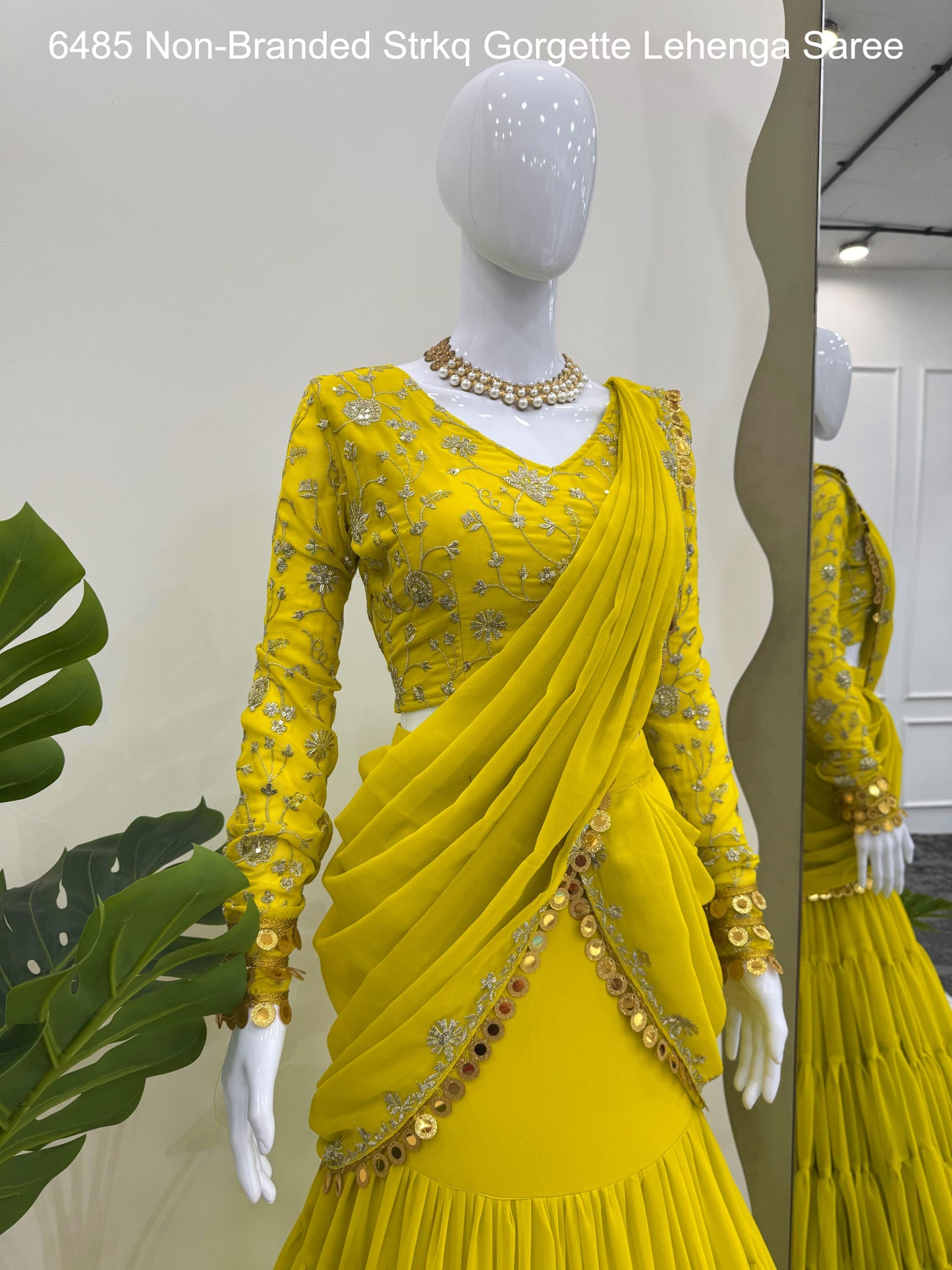 6485 Non-Branded Strkq Gorgette Lehenga Saree