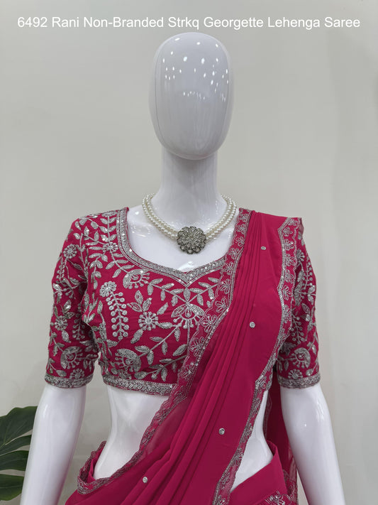 6492 Rani Non-Branded Strkq Georgette Lehenga Saree