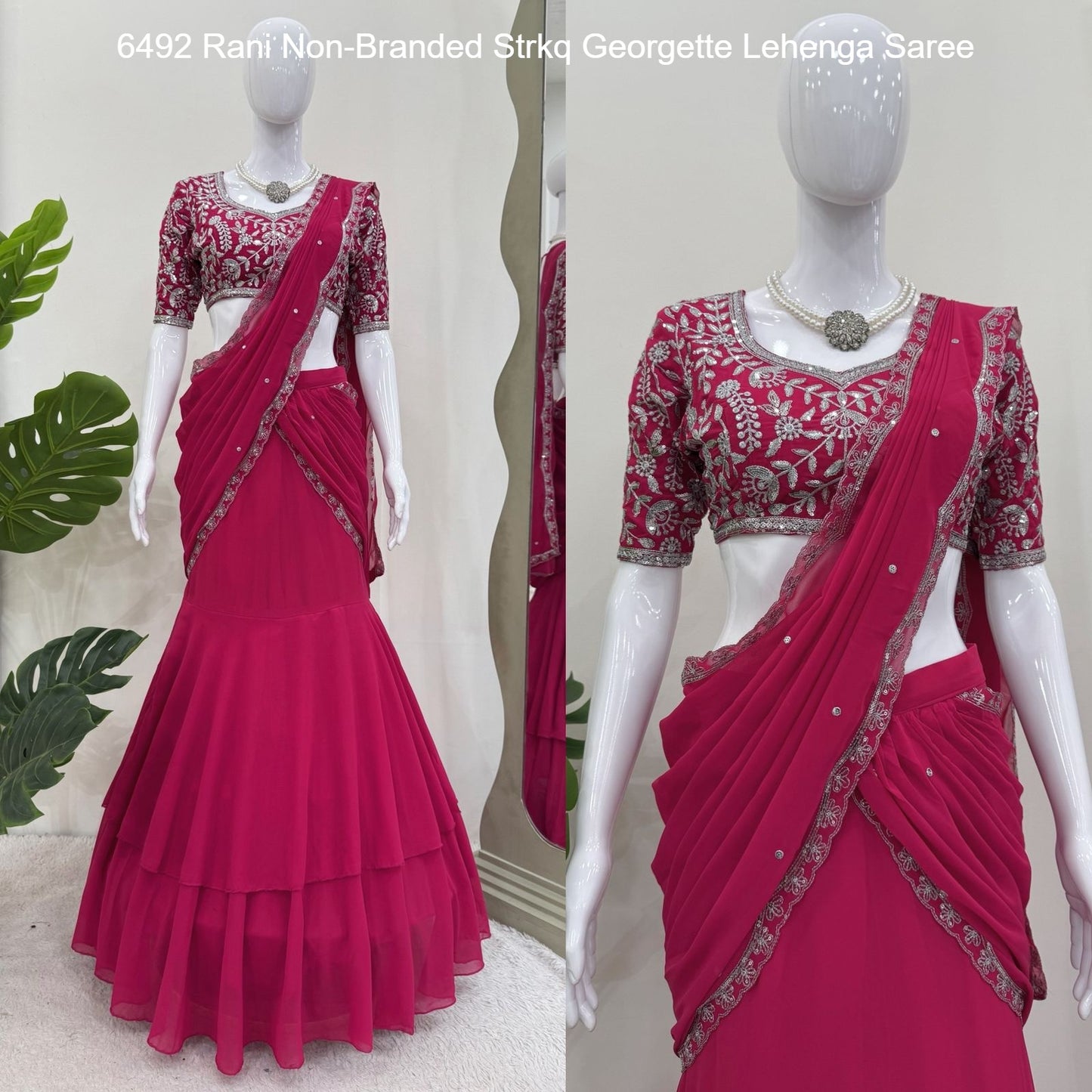 6492 Rani Non-Branded Strkq Georgette Lehenga Saree