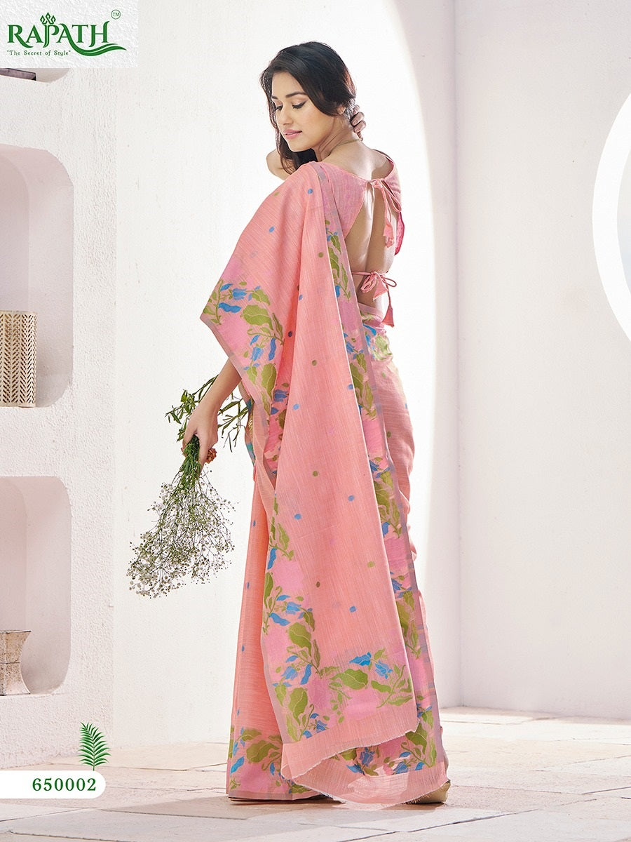 650002 Gulabi Rajpath Linen Silk Sarees