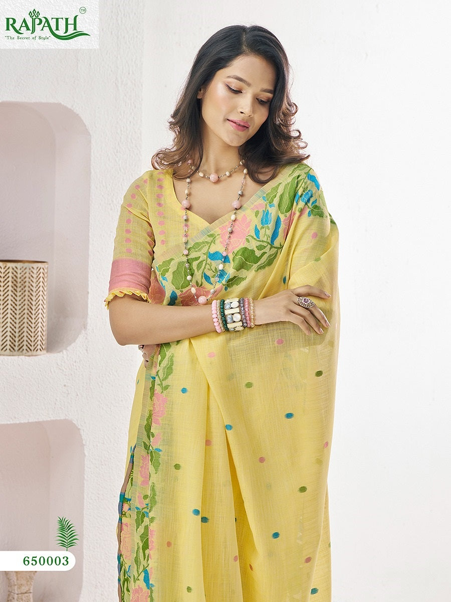 650003 Gulabi Rajpath Linen Silk Sarees