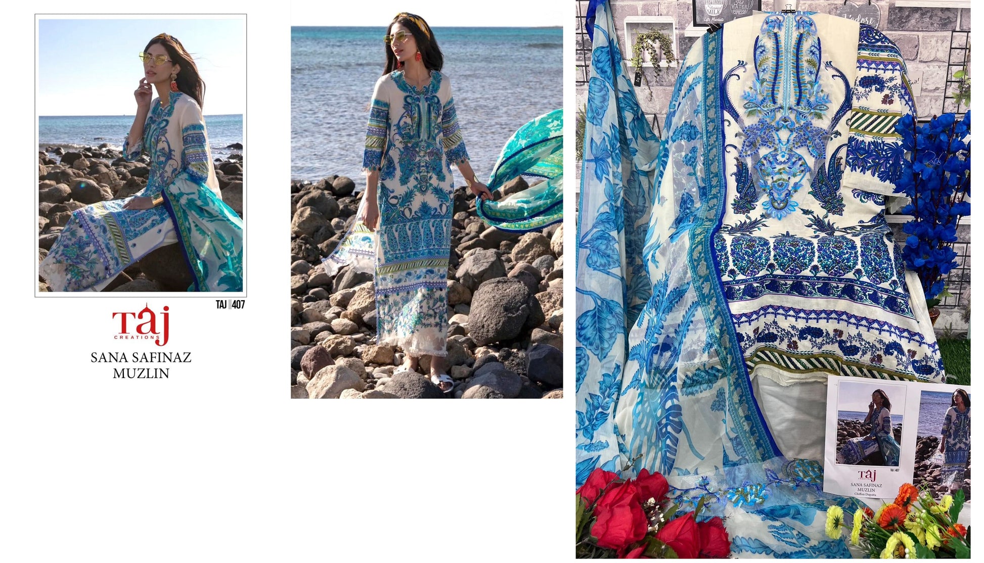 Dn 407 Taj Creations Pakistani Salwar Suits