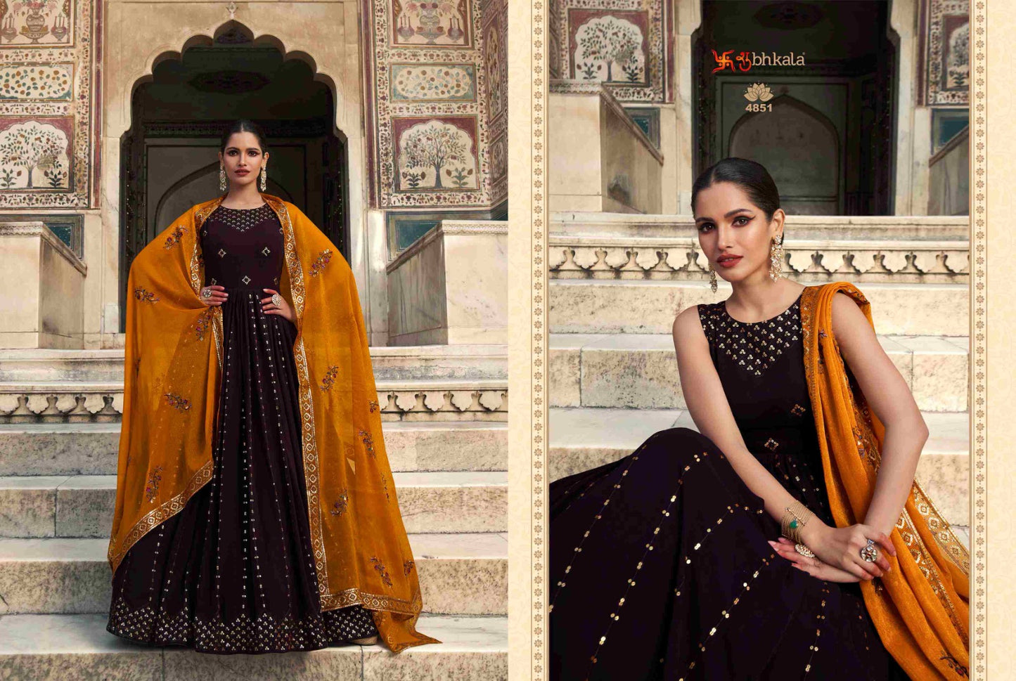 4851 Flory Vol 29 Shubhkala Gown Dupatta Set