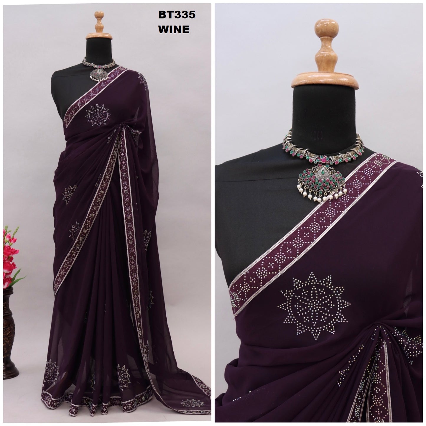 335Wine Bt Sarees