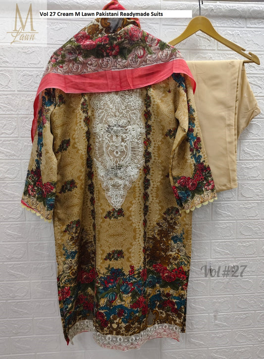 Vol 27 Cream M Lawn Pakistani Readymade Suits