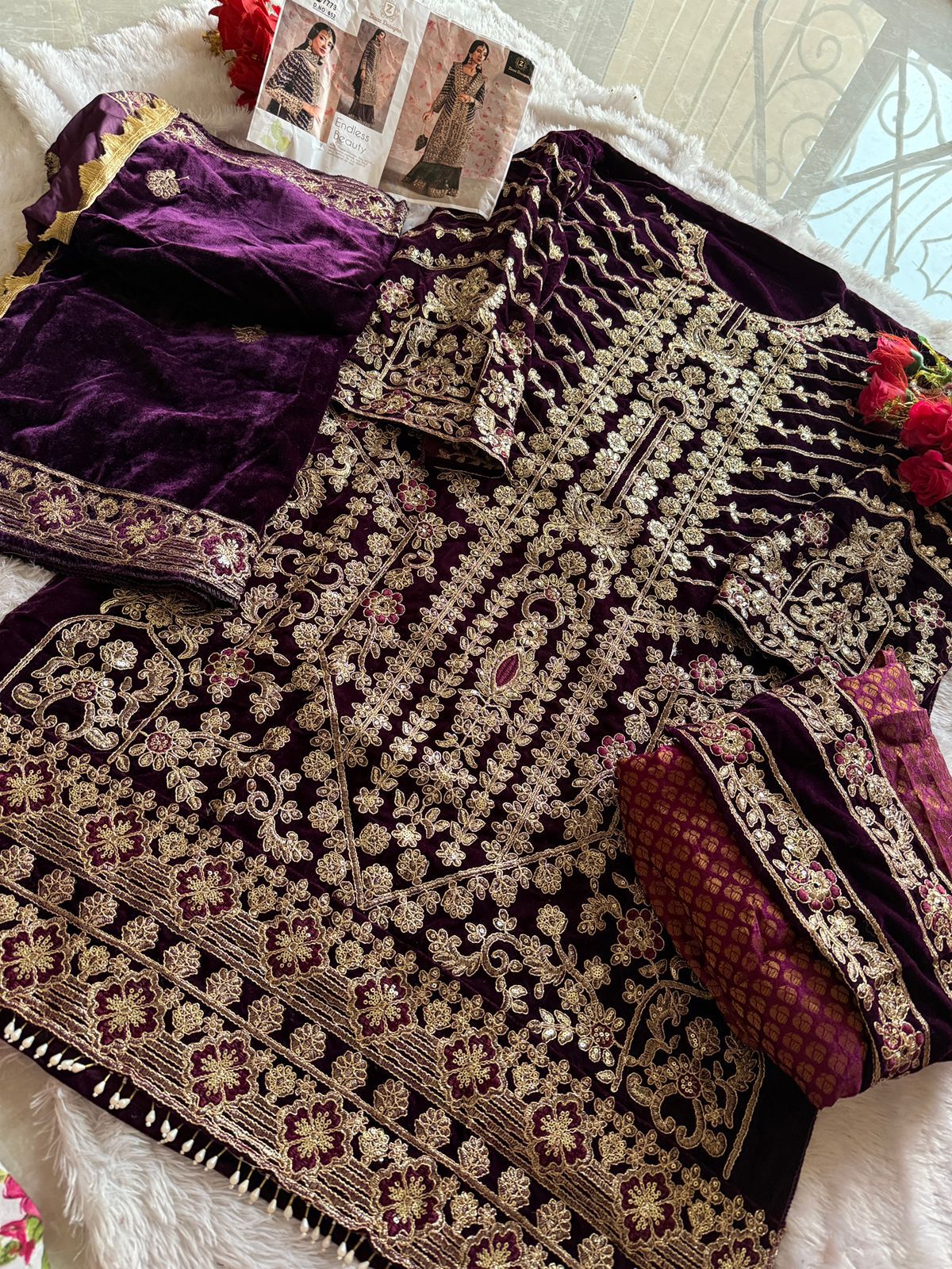 652 Ziaaz Designs Cording Work Velvet Suits