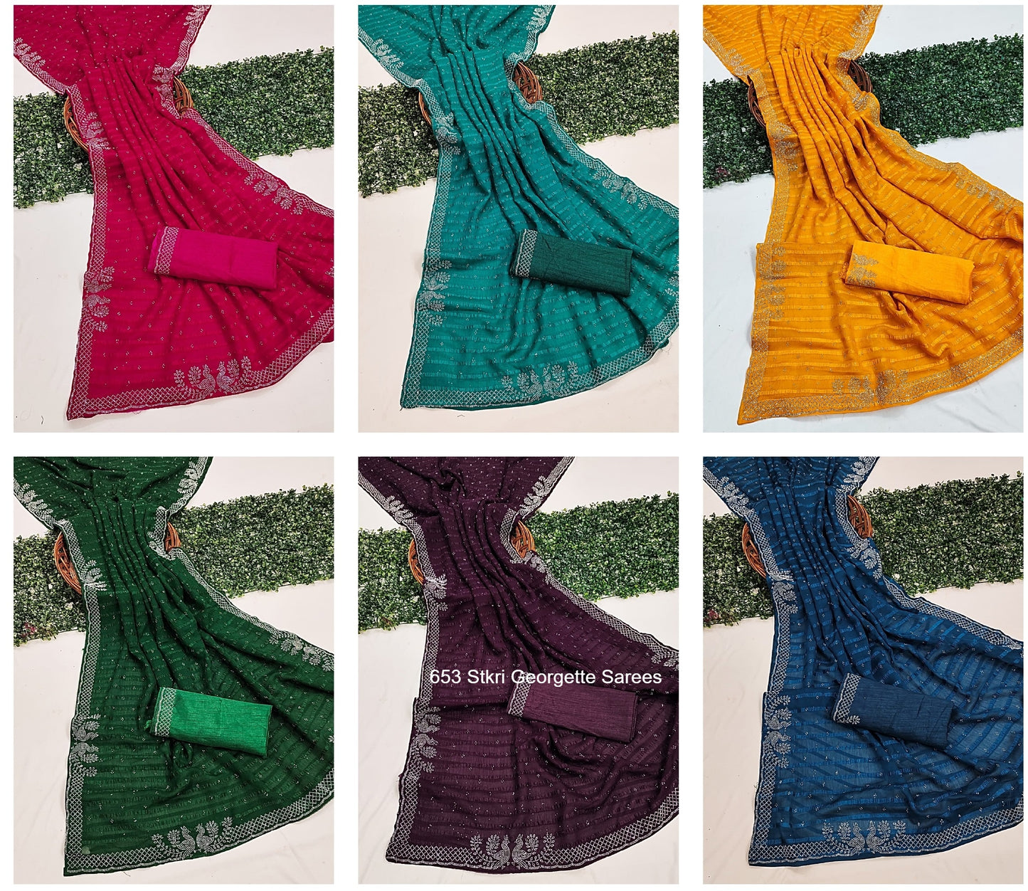 653 Stkri Georgette Sarees