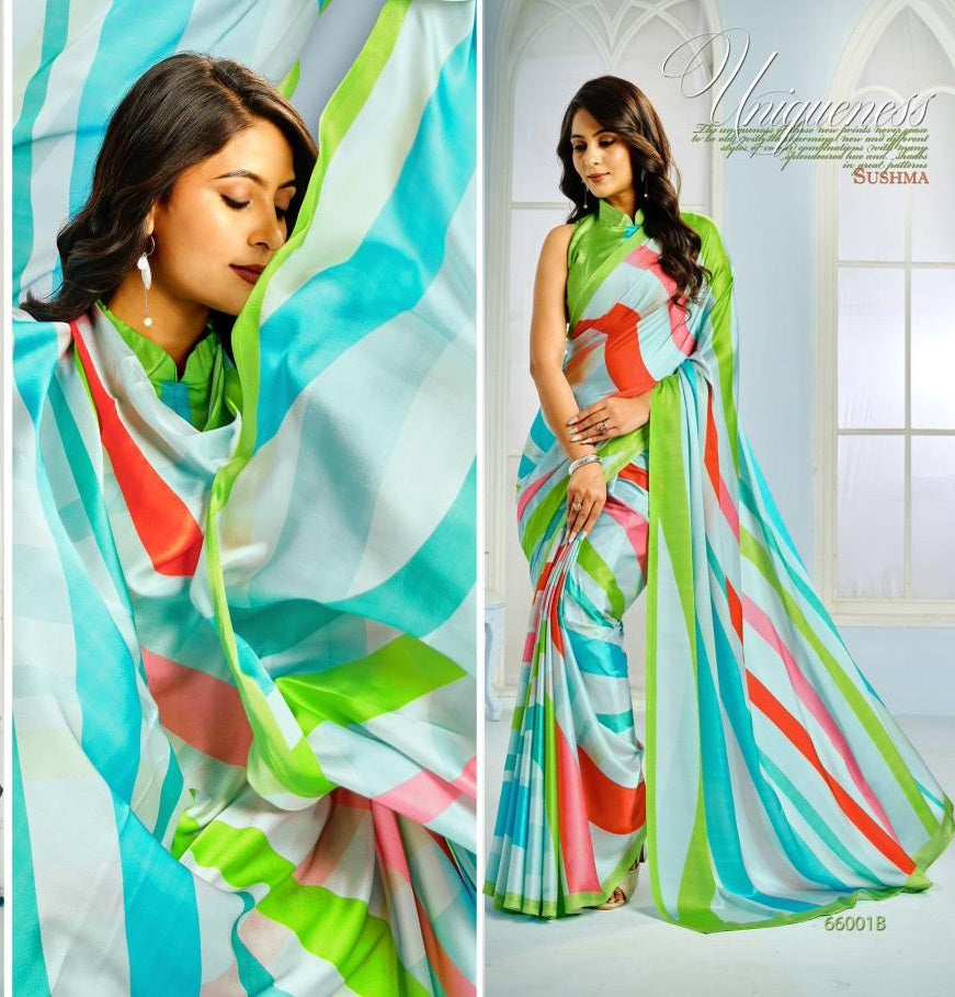 66001B Exceptional Sushma Satin Sarees