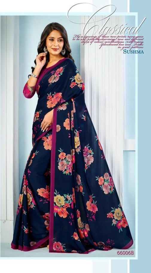 66006B Exceptional Sushma Satin Sarees