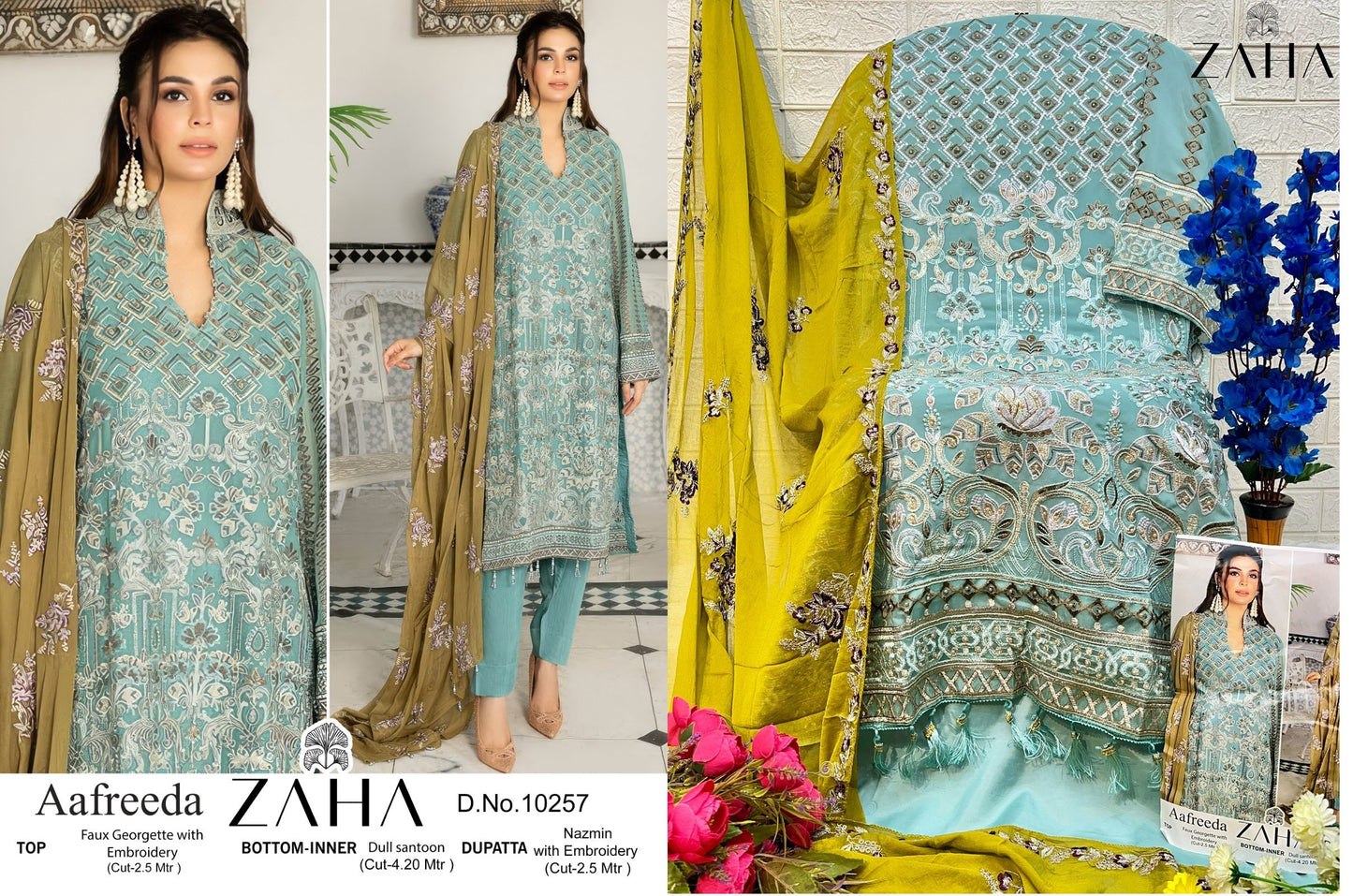 10257 Zaha Pakistani Salwar Suits