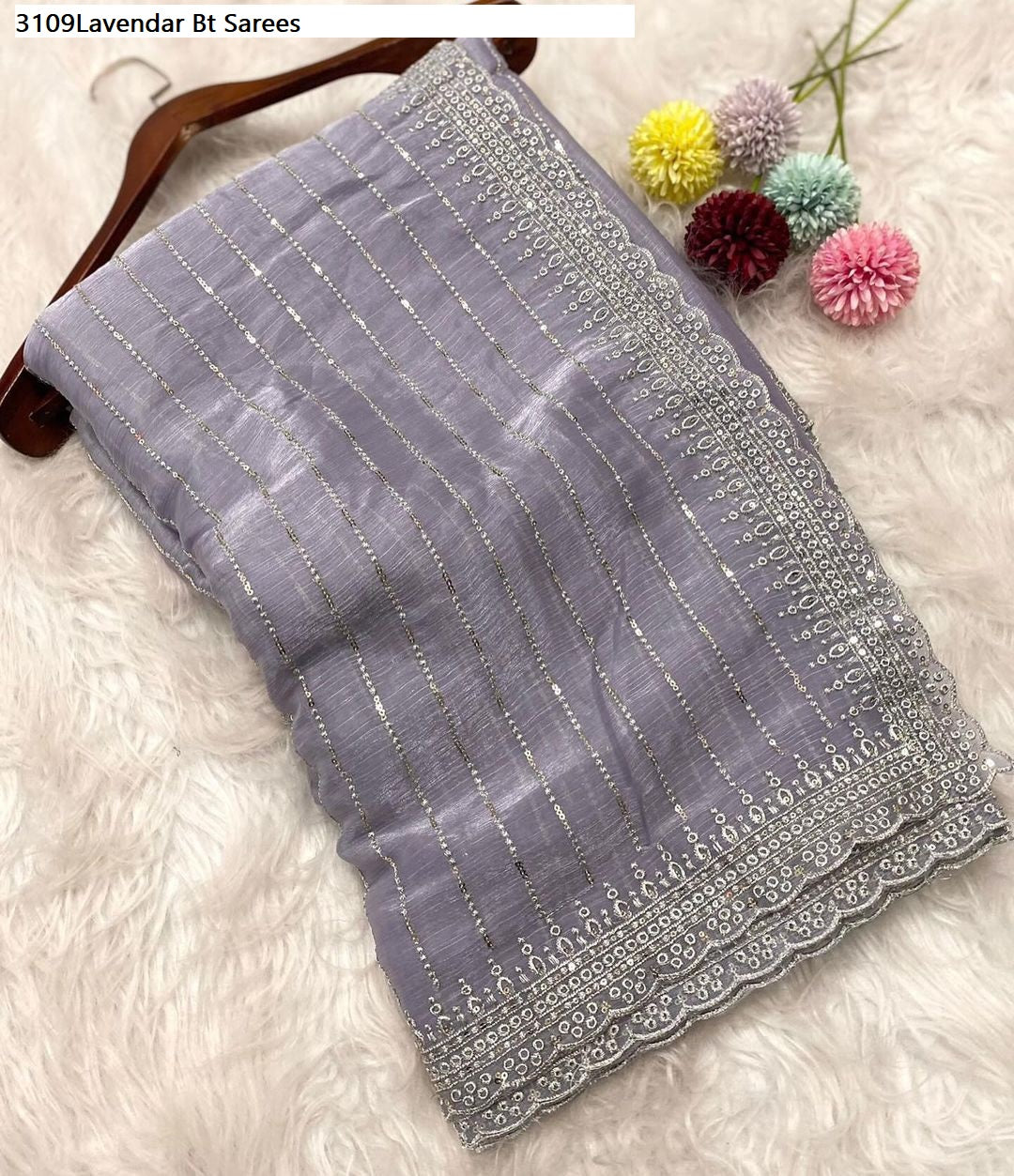 3109Lavendar Bt Sarees