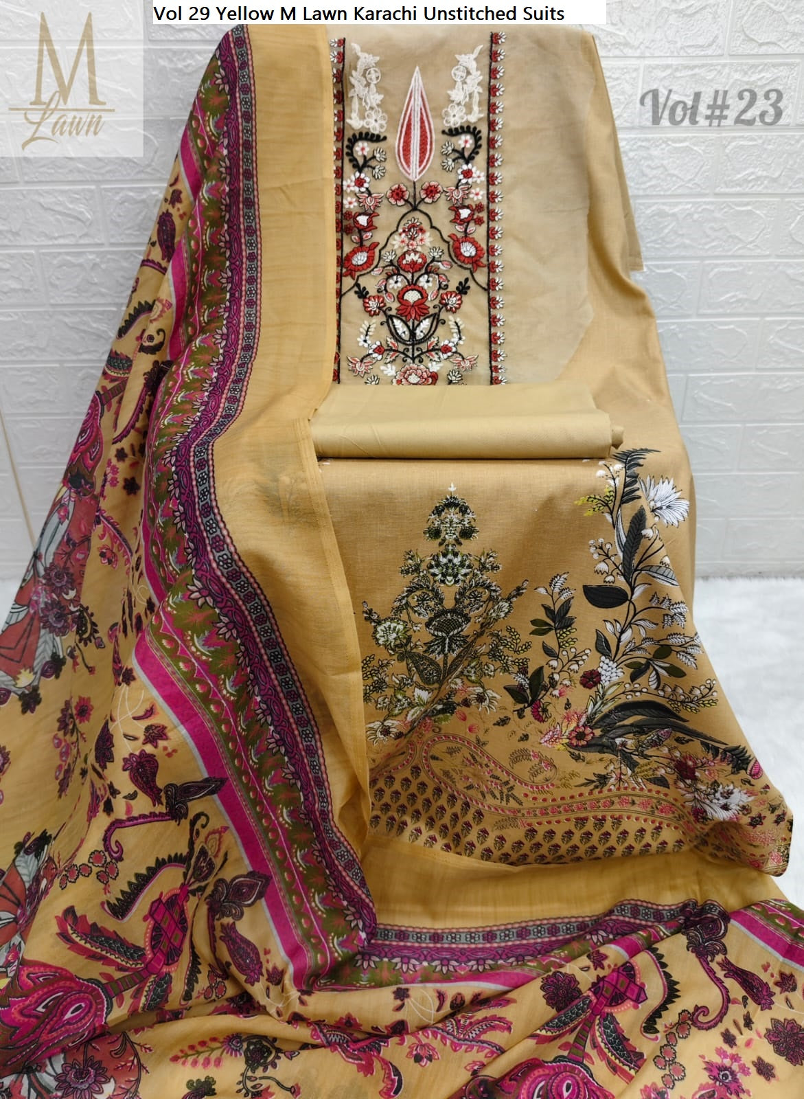 Vol 29 Yellow M Lawn Karachi Unstitched Suits