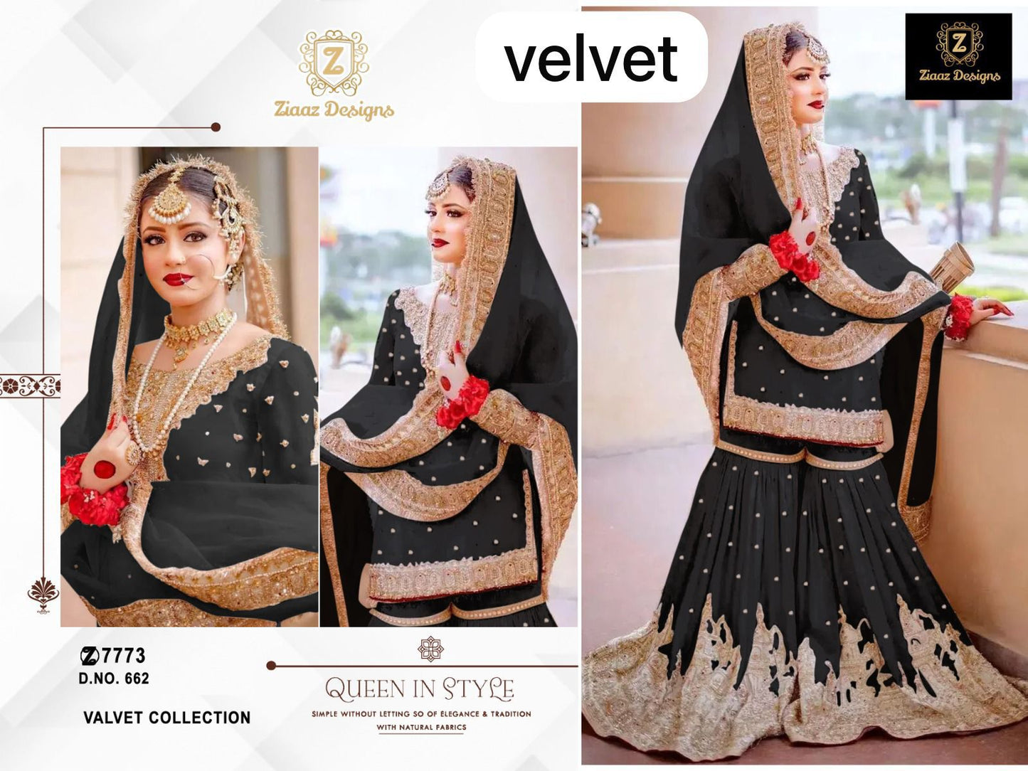 662 Ziaaz Designs Embroidered Velvet Suits