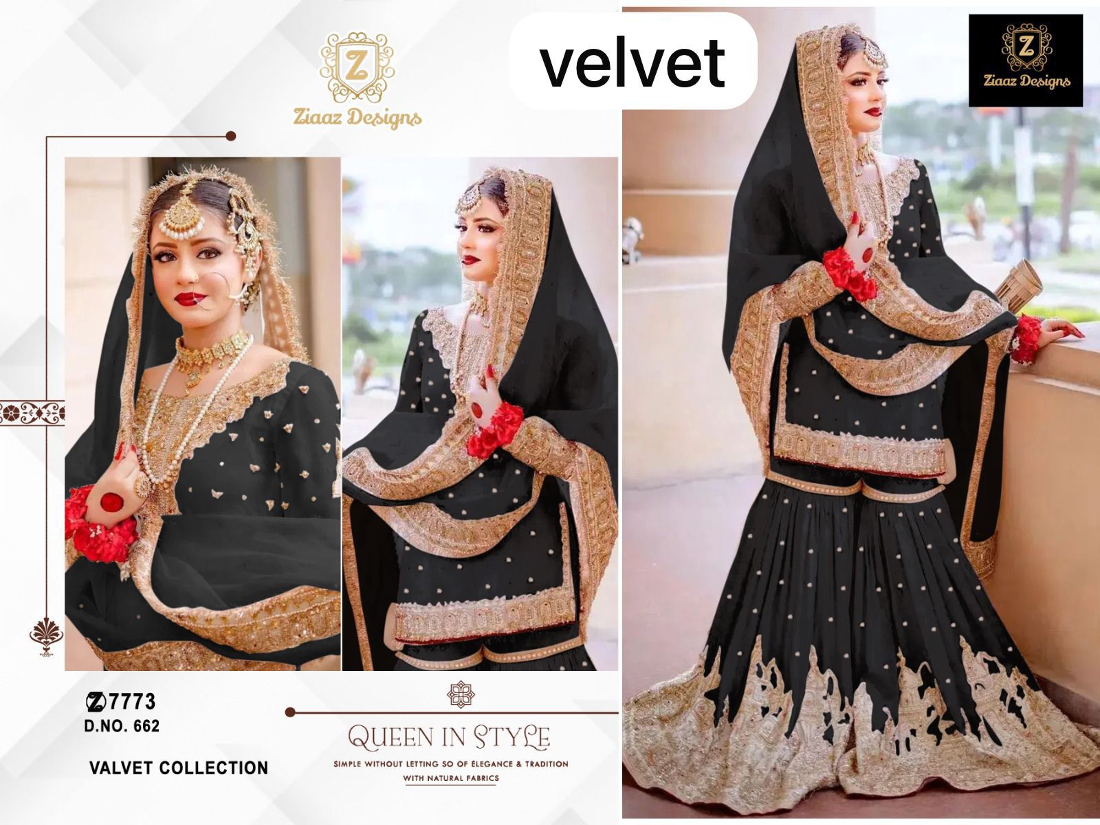 662 Ziaaz Designs Embroidered Velvet Suits
