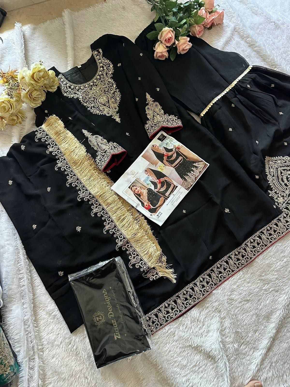 662 Ziaaz Designs Embroidered Velvet Suits