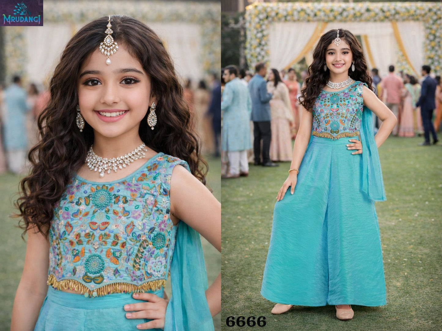 6666 Netra Mrudangi Fendy Silk Girls Crop Top Plazzo Set