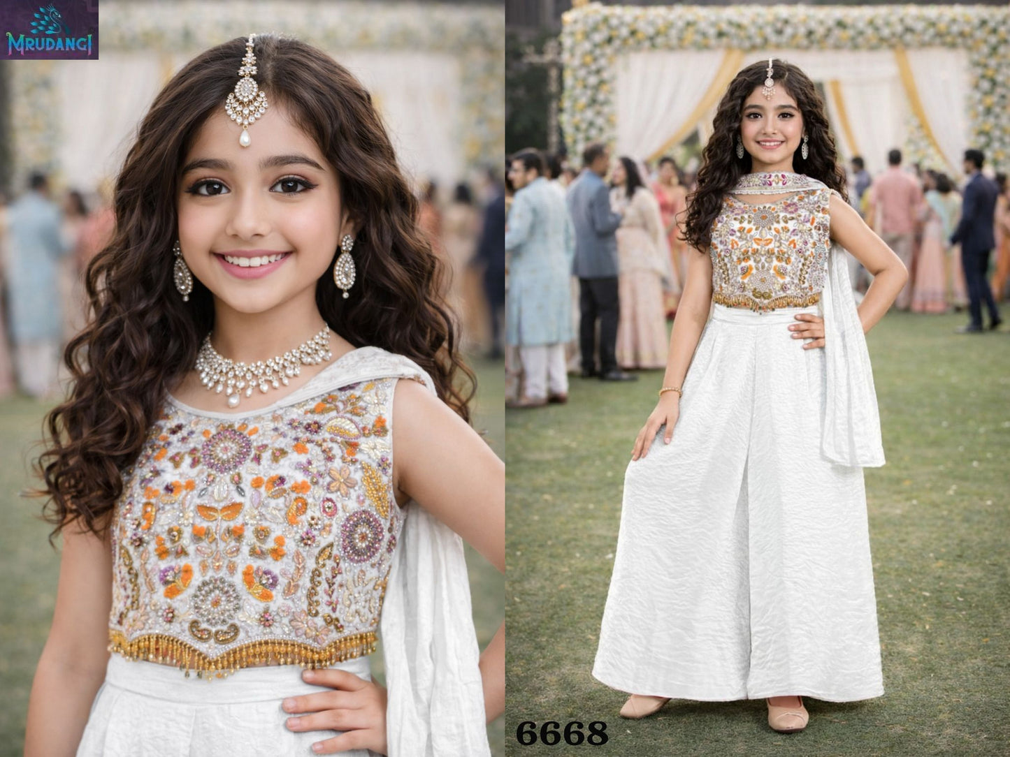 6668 Netra Mrudangi Fendy Silk Girls Crop Top Plazzo Set