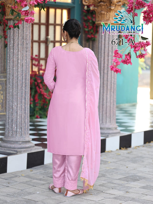 671-A Moon Mrudangi Georgette Readymade Suits