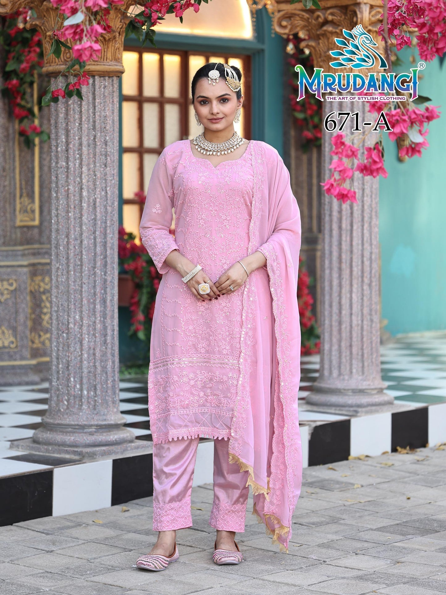 671-A Moon Mrudangi Georgette Readymade Suits