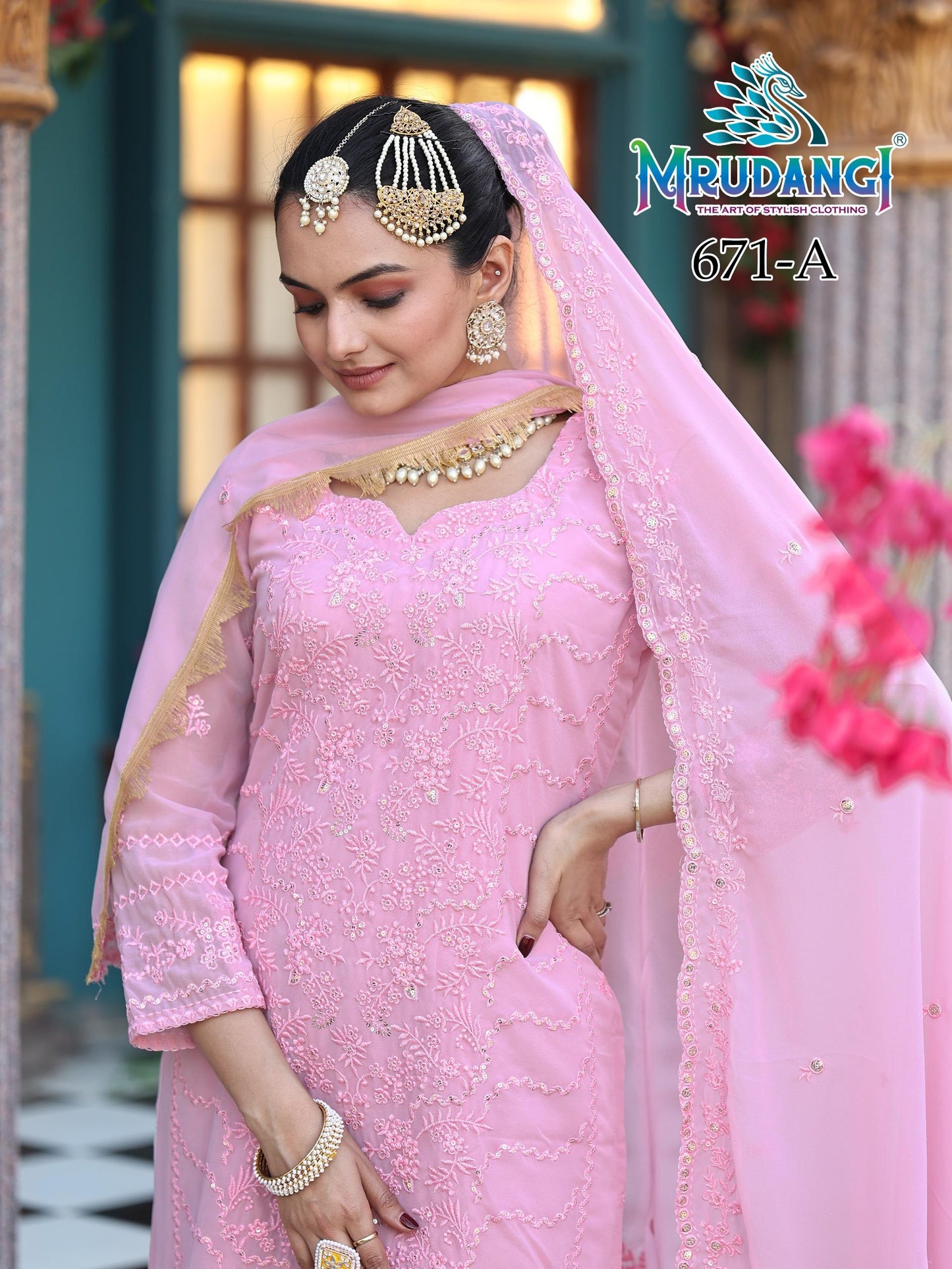 671-A Moon Mrudangi Georgette Readymade Suits