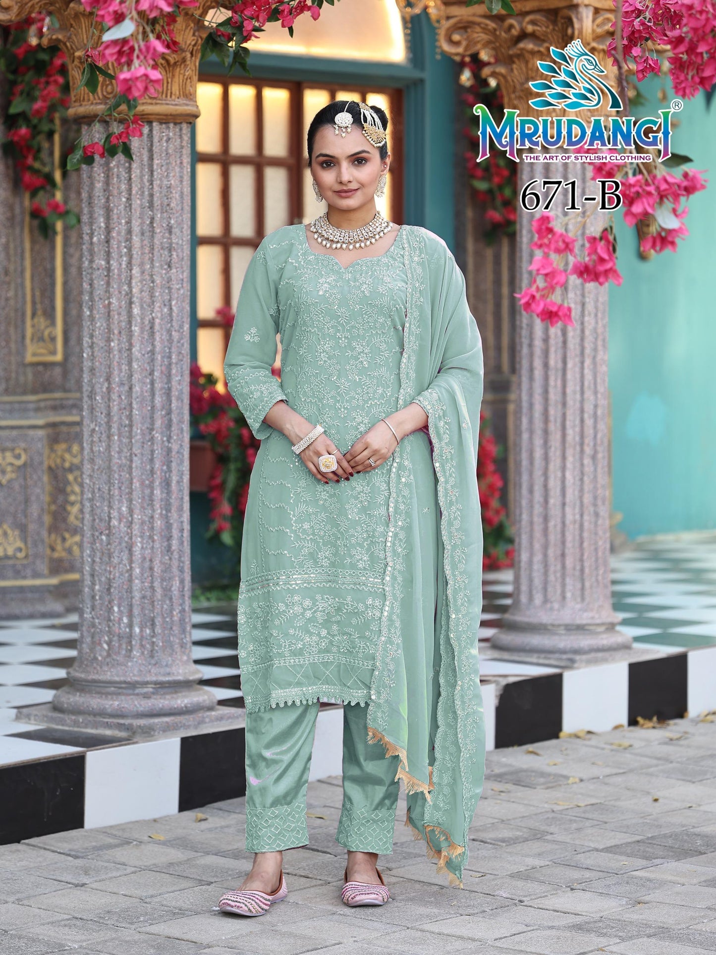 671-B Moon Mrudangi Georgette Readymade Suits
