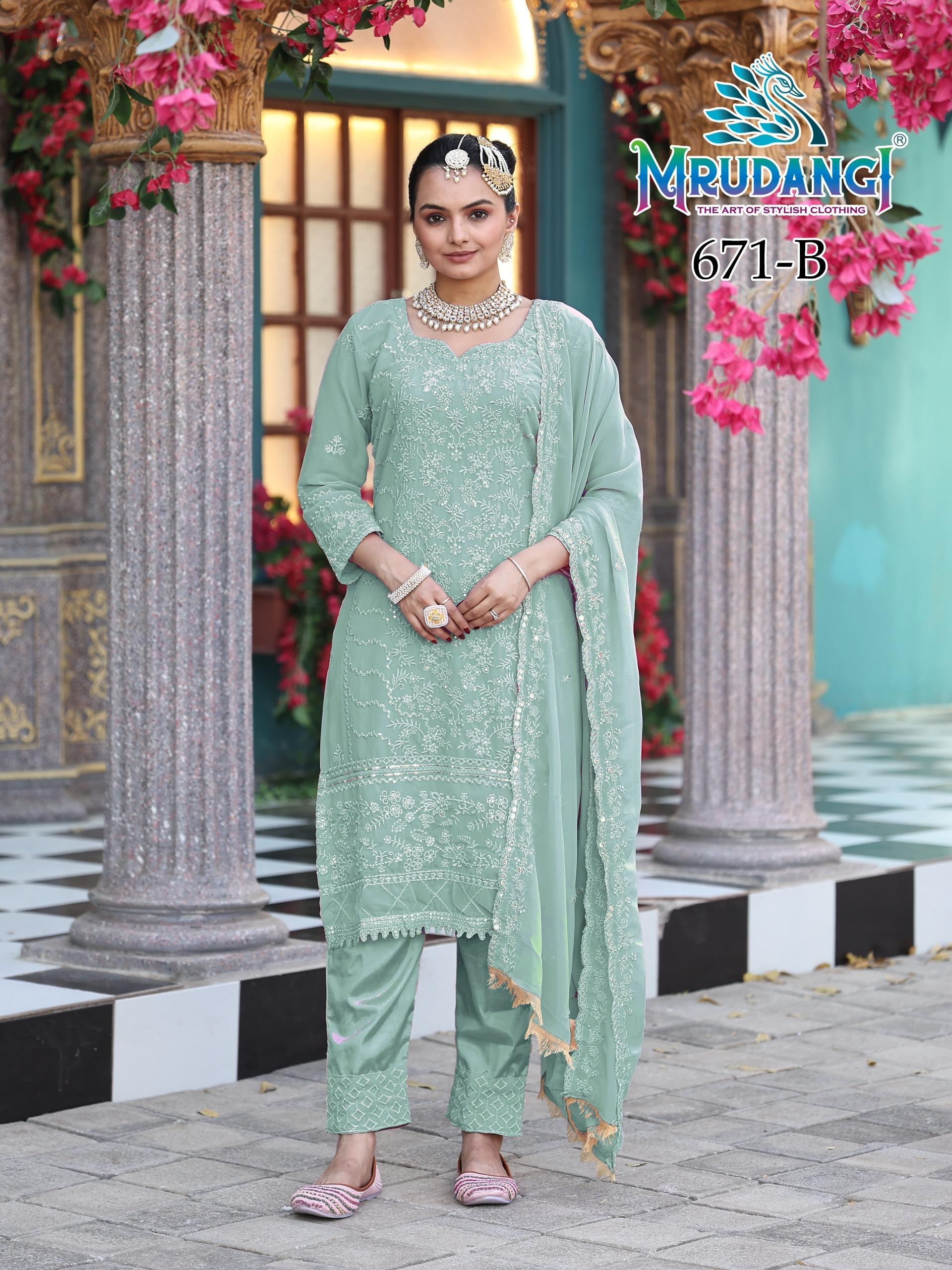 671-B Moon Mrudangi Georgette Readymade Suits