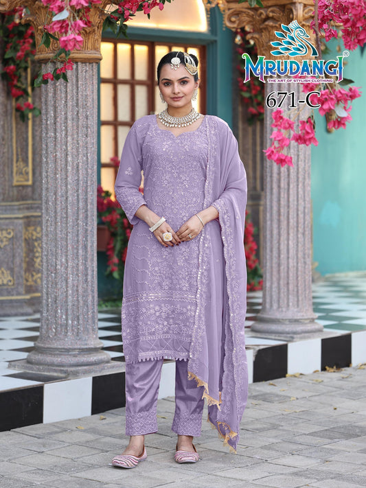 671-C Moon Mrudangi Georgette Readymade Suits