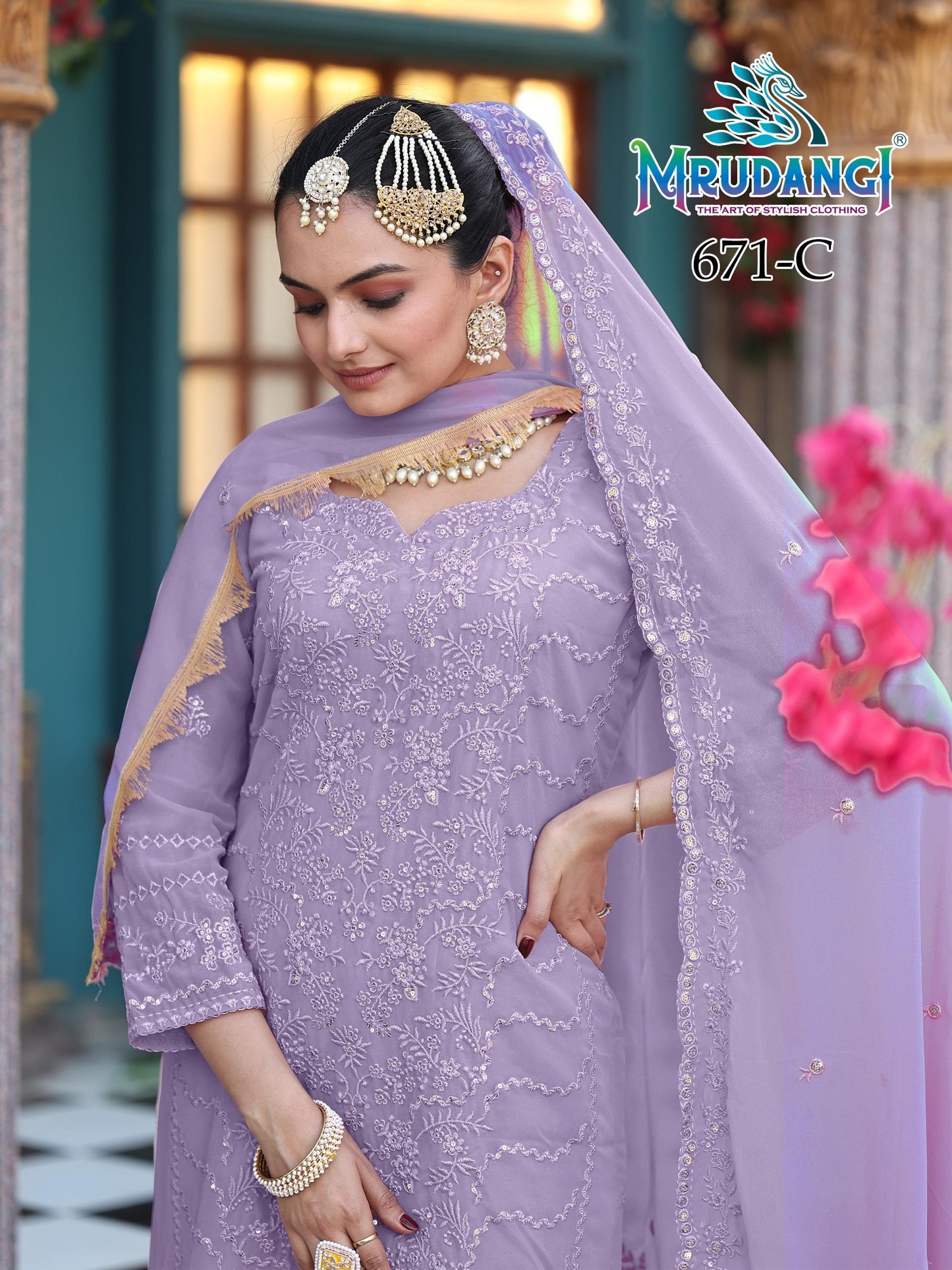 671-C Moon Mrudangi Georgette Readymade Suits
