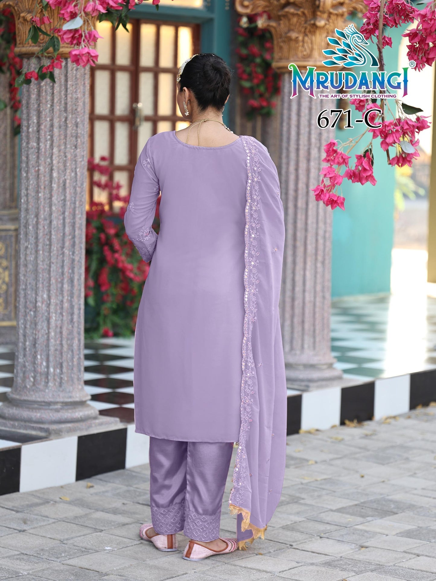 671-C Moon Mrudangi Georgette Readymade Suits