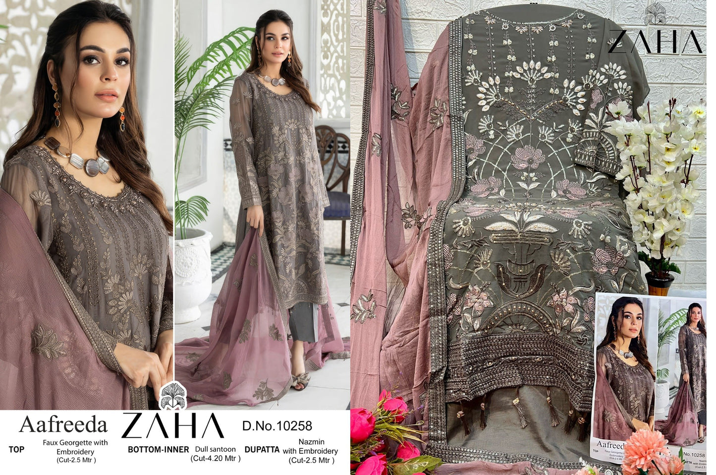 10258 Zaha Pakistani Salwar Suits