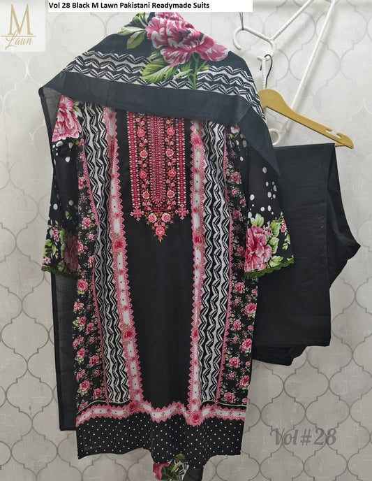 Vol 28 Black M Lawn Pakistani Readymade Suits
