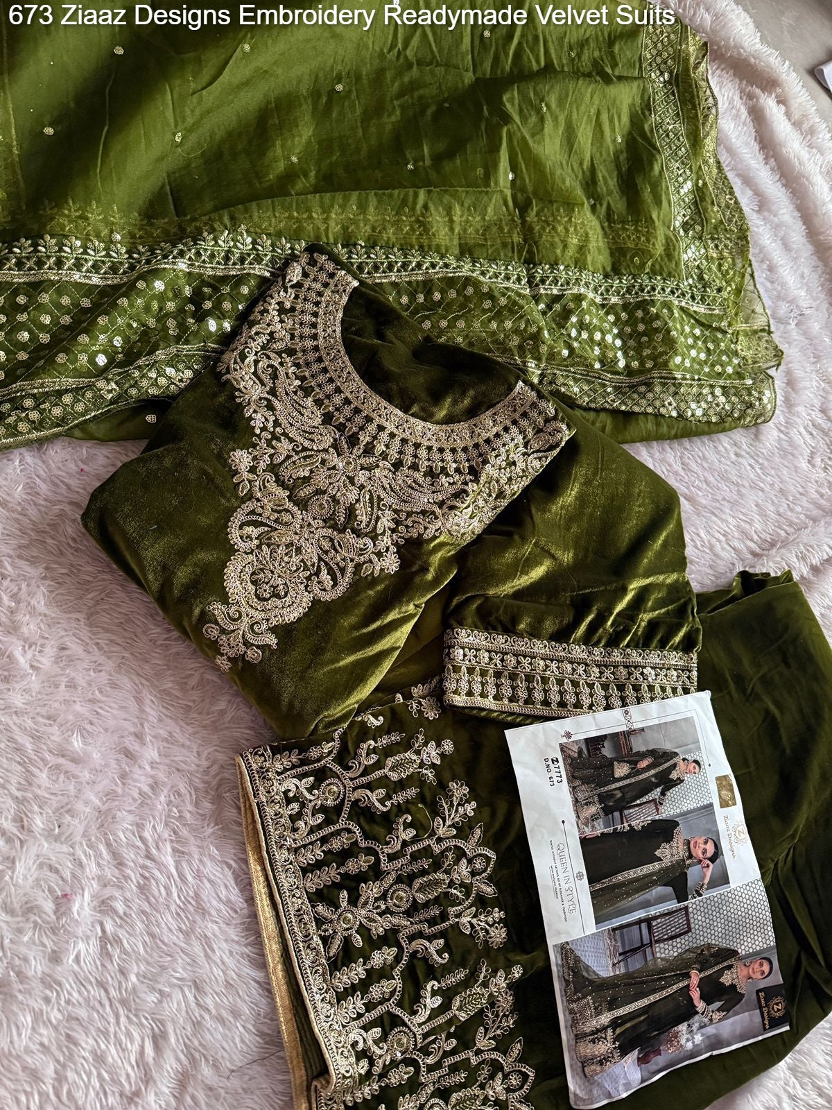 673 Ziaaz Designs Embroidery Readymade Velvet Suits