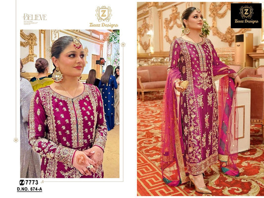 674A Ziaaz Designs Embroidery Velvet Suits
