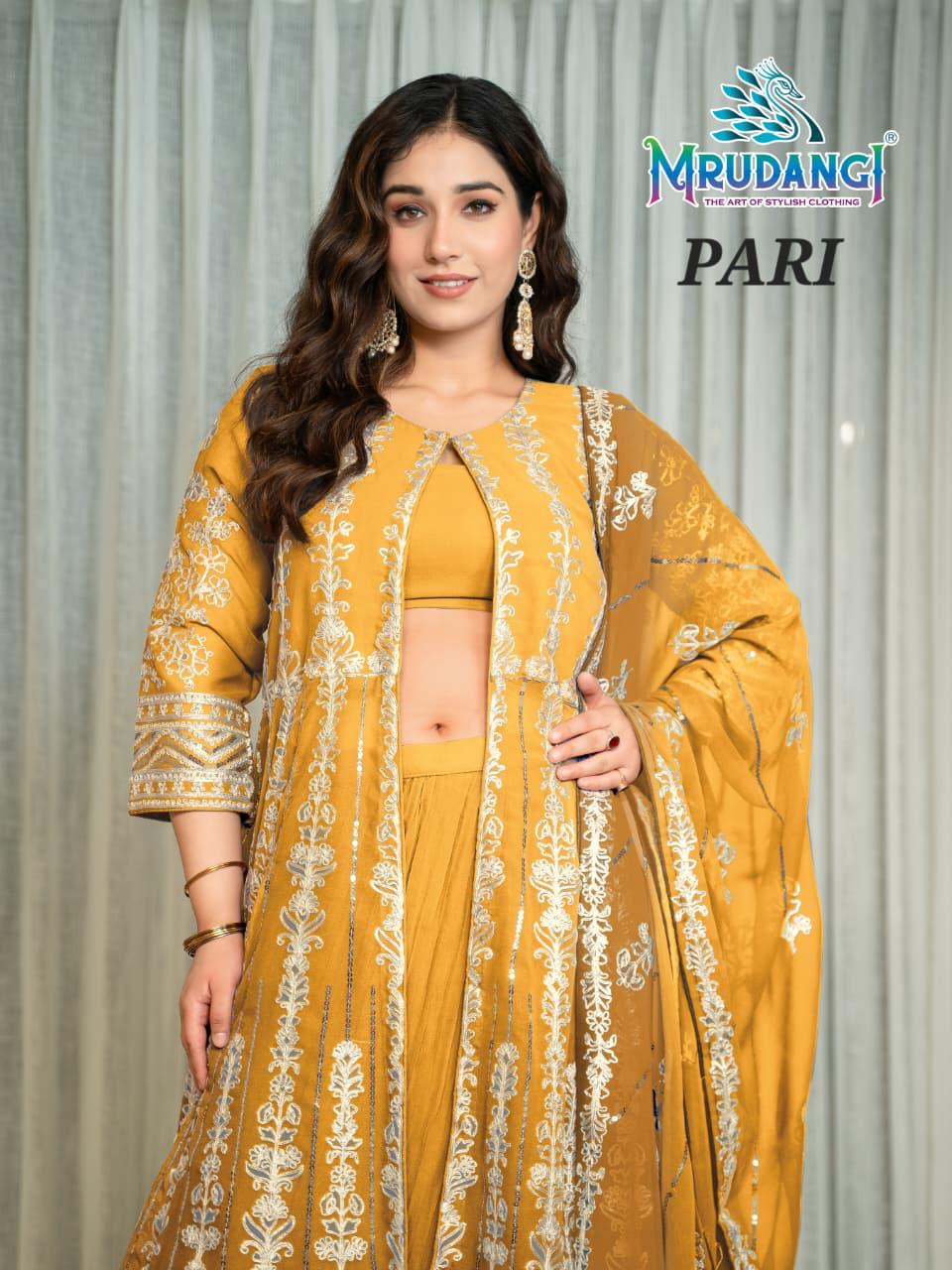 677 Pari Mrudangi Georgette Croptop Skirt Set