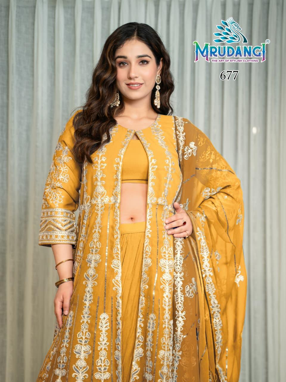 677 Pari Mrudangi Georgette Croptop Skirt Set