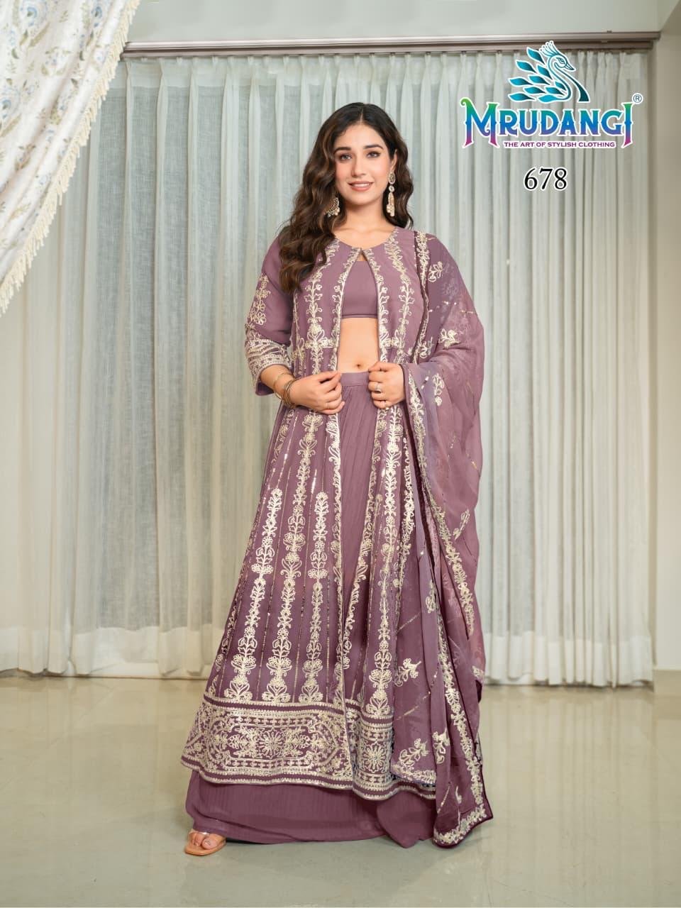 678 Pari Mrudangi Georgette Croptop Skirt Set