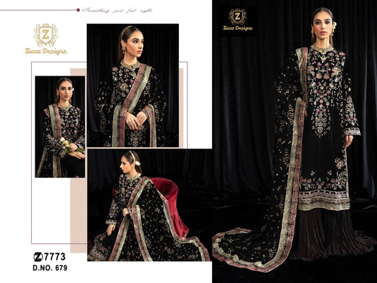 679 Ziaaz Designs Embroidery Velvet Suits