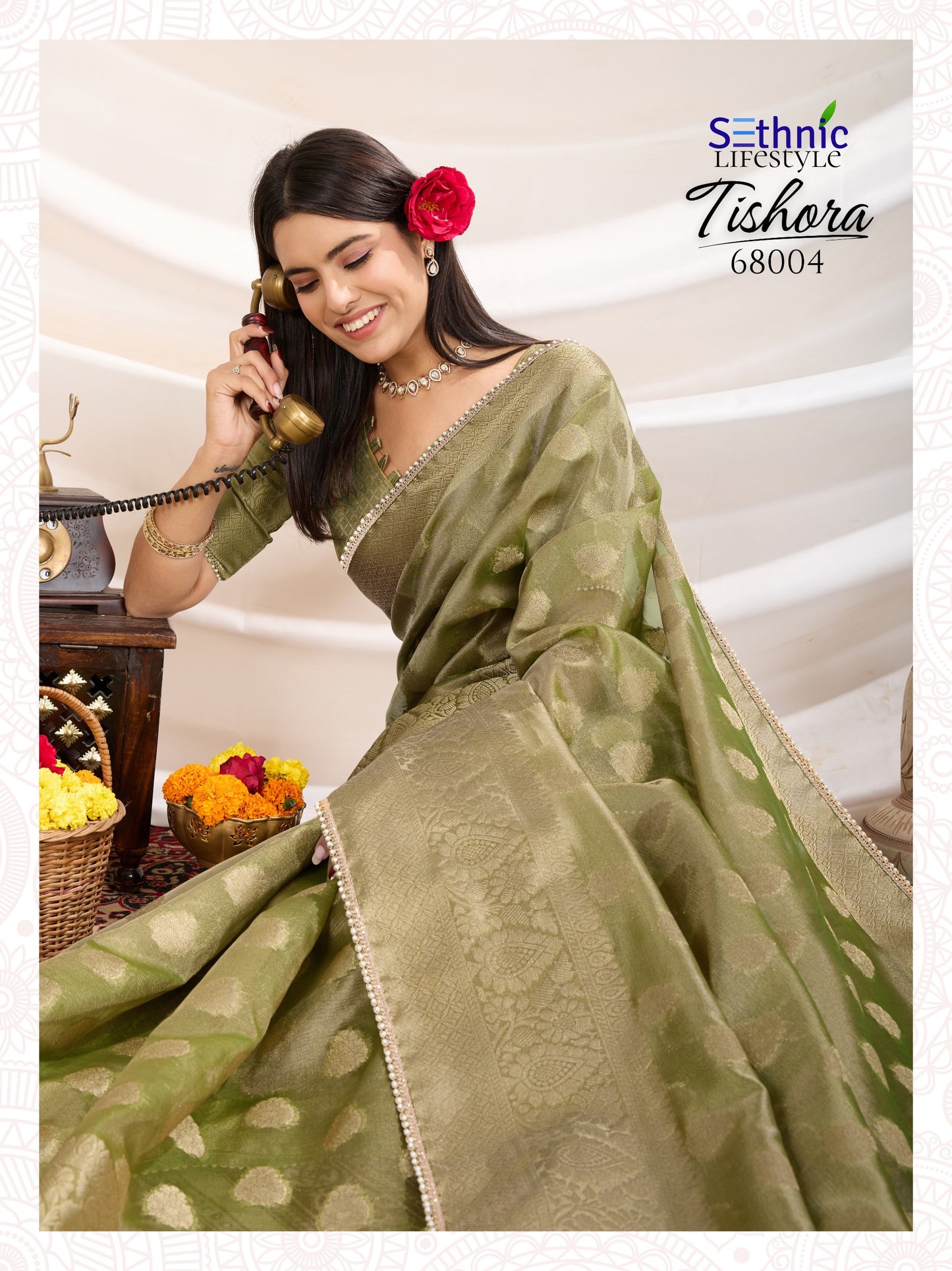 68004 Tishora Sethnic Tissue Silk Sarees