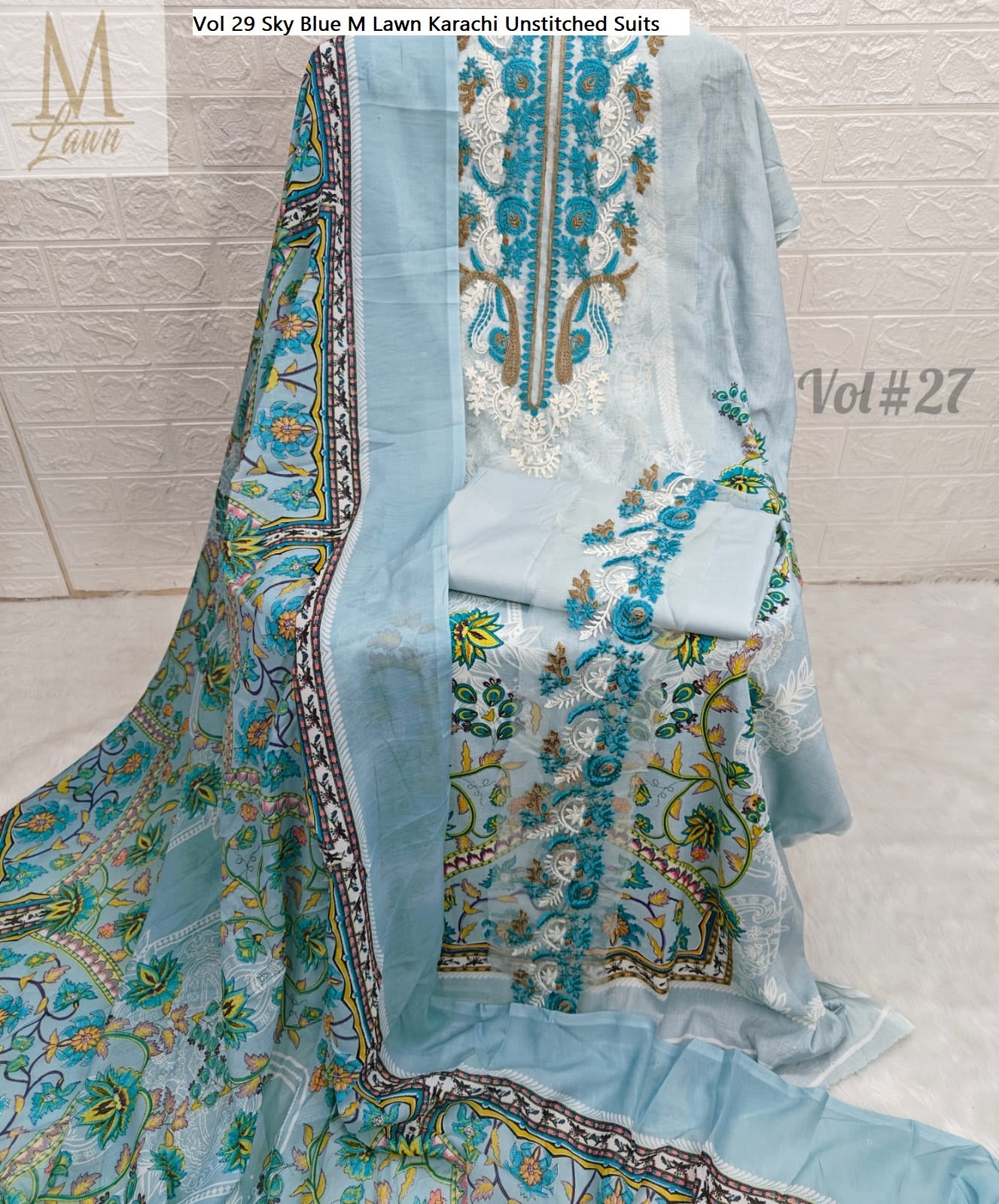 Vol 29 Sky Blue M Lawn Karachi Unstitched Suits
