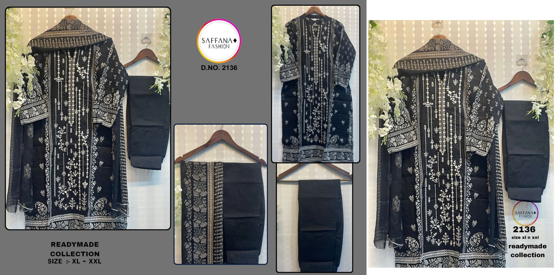 2136Black Saffana Pakistani Readymade Suits