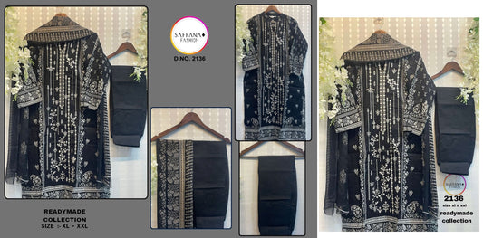 2136Black Saffana Pakistani Readymade Suits