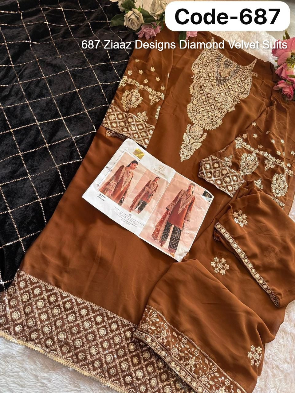 687 Ziaaz Designs Diamond Velvet Suits