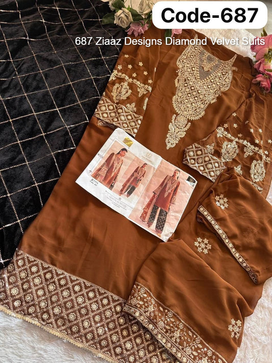 687 Ziaaz Designs Diamond Velvet Suits